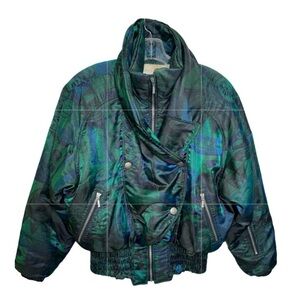 Vintage Nils Ski Parka 90’s Blue/Green Down Fill Sz 8 Oversized Winter Warm Y2K